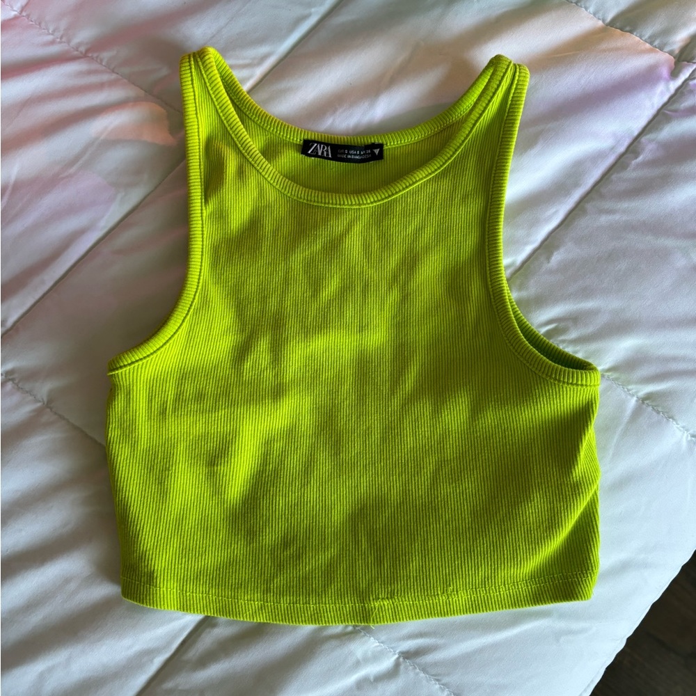 ZARA lime green/yellow crop top!!! SIZE S💚💛